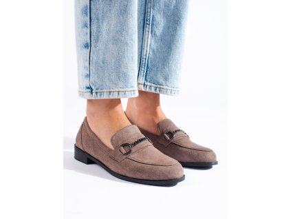 Semišové dámské mokasíny tmavě béžové (Velikost 37.5)