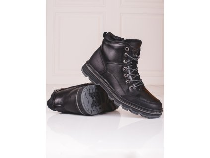 Černé pánské šněrovací kotníkové boty (Velikost 40.5)