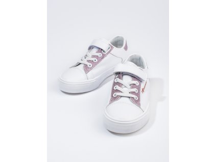 Dětské tenisky  bílé s růžovým brokátem (Velikost 36)