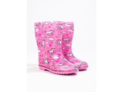 Dívčí vysoké holínky se vzorem  růžové (Velikost 36)