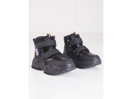 Vysoké boty pro chlapce se suchým zipem  černé (Velikost 36)