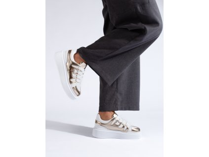 Sneakersy na vysoké platformě zlato-bílé (Velikost 36)