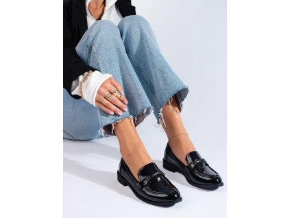 Lakované klasické černé mokasíny (Velikost 36)