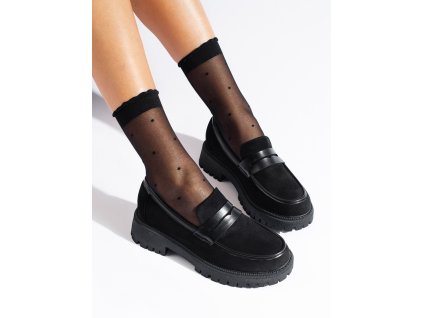 Semišové černé dámské mokasíny (Velikost 36)