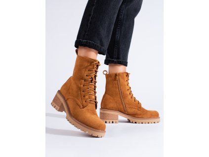 Hnědé kotníkové boty na šněrování dámské (Velikost 36)