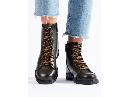 Šněrovací tmavě zelené dámské workery Vinceza (Velikost 36)