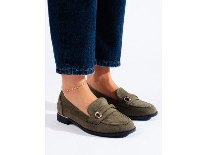 Semišové boty lordsy dámské zelené Shelovet