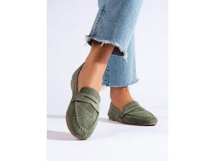 Semišové pohodlné dámské boty lordsy zelené Shelovet