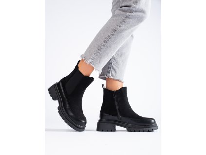 Černé semišové kotníkové boty štibletky Vinceza (Velikost 36)