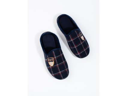 Pánské tmavě modré pantofle kárované (Velikost 40)