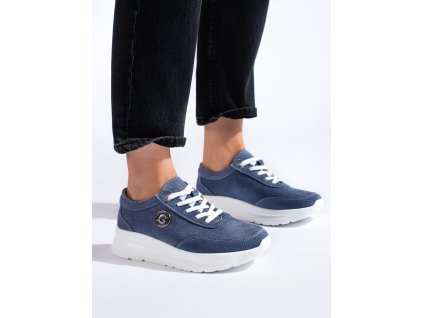 Modré kožené sportovní boty (Velikost 36)