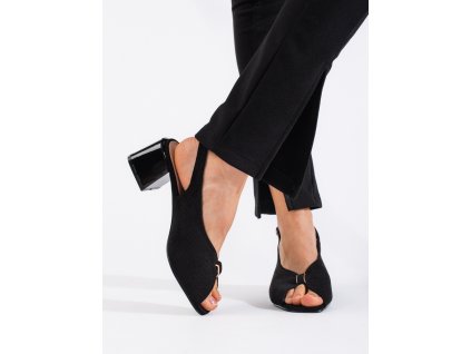 Elegantní sandály na sloupkovém podpatku černé
