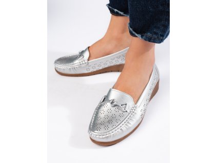 Stříbrné dámské mokasíny (Velikost 36)