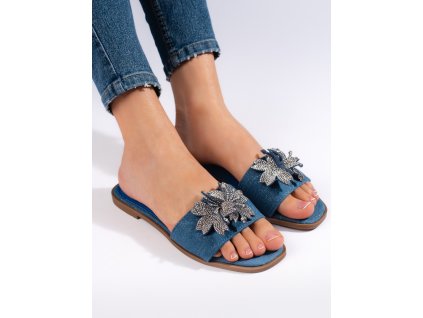 Džínové dámské nazouváky s ozdobou (Velikost 36)