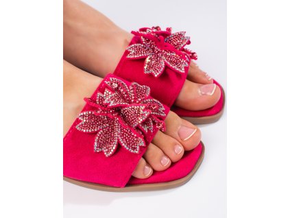 Fuchsiové dámské nazouváky s ozdobou (Velikost 36)