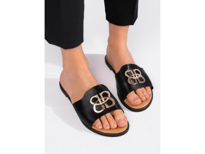 Černé ploché dámské nazouváky (Velikost 36)