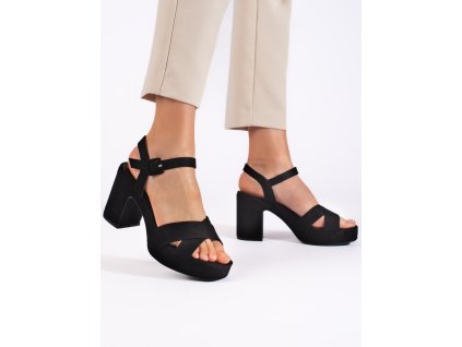 Semišové sandály dámské na sloupku (Velikost 36)