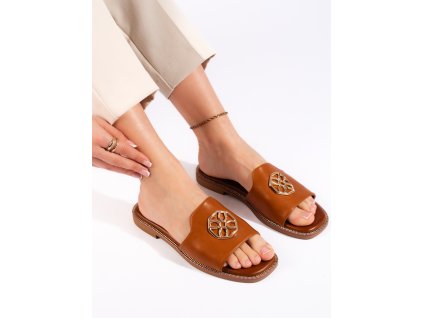 Nazouváky dámské ploché camelové (Velikost 36)