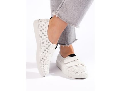 Tenisky dámské bílé na suchý zip (Velikost 36)