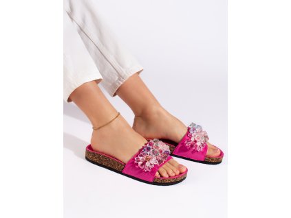 Semišové dámské nazouváky fuchsiové (Velikost 36)