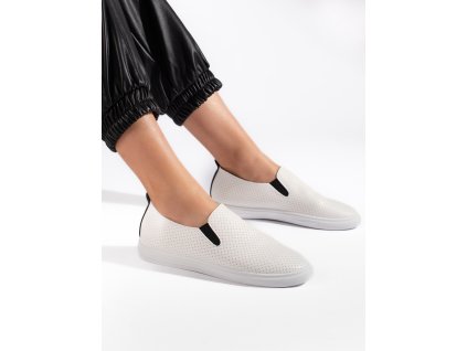 Dírkované tenisky slip on bílo-černé (Velikost 36)