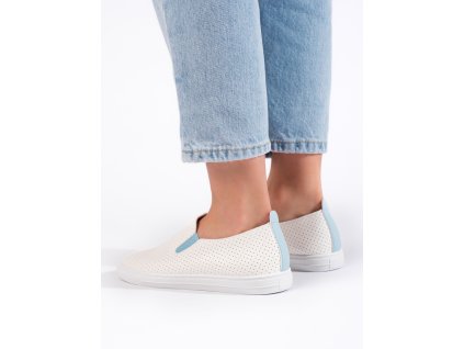 Dírkované tenisky slip on bílo-modré (Velikost 36)