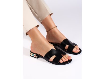 Černé dámské nazouváky ploché (Velikost 36)