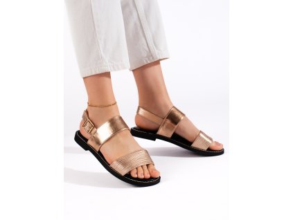 Ploché dámské sandály zlaté (Velikost 36)