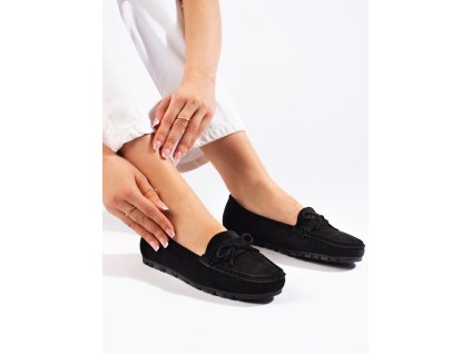 Semišové černé mokasíny dámské (Velikost 36)