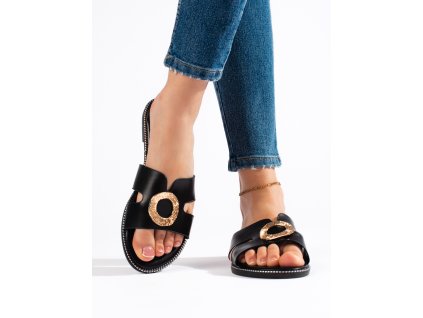 Černé dámské ploché nazouváky (Velikost 36)