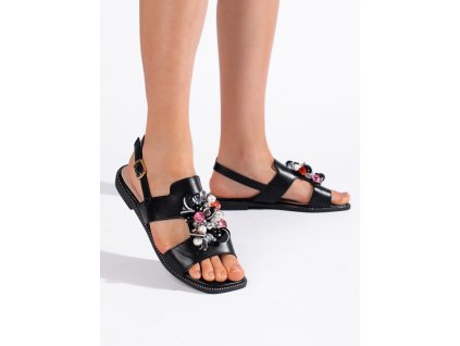Černé dámské sandály s ozdobou