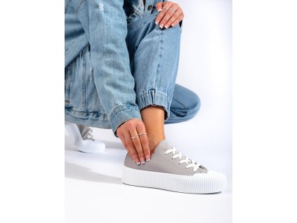 Dámské tenisky na platformě šedé (Velikost 36)