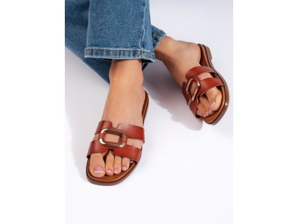 Hnědé dámské nazouváky Sergio Leone (Velikost 36)