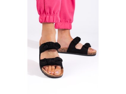 Klasické černé dámské nazouváky na korku (Velikost 36)