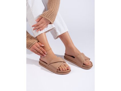 Hnědé ploché dámské nazouváky (Velikost 36)