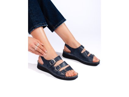 Dámské tmavě modré sandály s přezkami