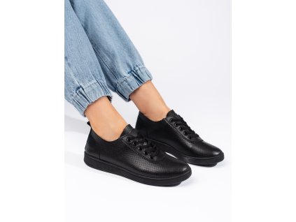 Černé šněrovací dámské polobotky (Velikost 36)