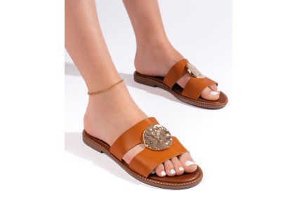 Elegantní dámské nazouváky camelové (Velikost 36)