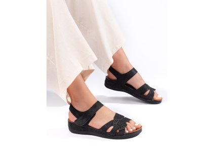 Modré lehké dámské sandály na nízkém klínku (Velikost 36)