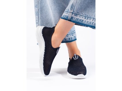 Dírkované slip-on tmavě modré sportovní boty (Velikost 36)