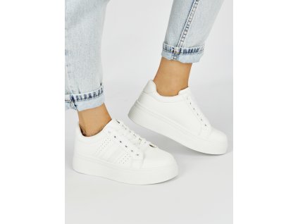 Bílé sportovní sneakersy na platformě (Velikost 36)