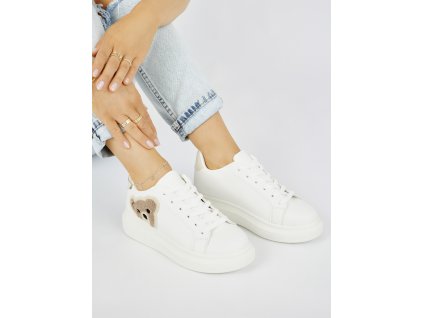 Bílé dámské sportovní boty s medvídkem (Velikost 36)