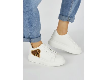 Bílé dámské sportovní boty s medvídkem (Velikost 36)