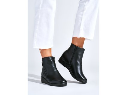 Pohodlné černé kotníkové boty na klínku (Velikost 36)