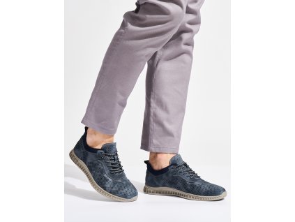 Prolamované pánské tmavě modré boty (Velikost 40)