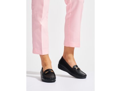 Černé mokasíny dámské zdobené (Velikost 36)