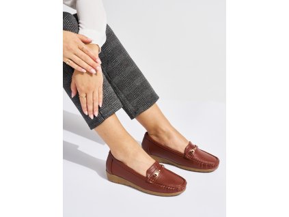 Hnědé mokasíny dámské zdobené
