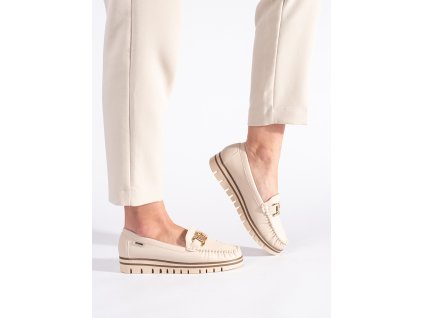 Dámské béžové mokasíny na platformě (Velikost 36)
