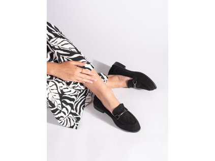 Klasické černé mokasíny semišové (Velikost 36)