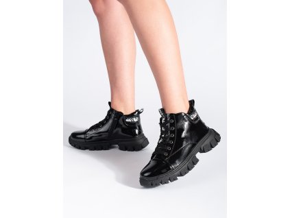 Lakované černé dámské kotníkové boty Sergio Leone (Velikost 36)
